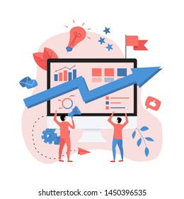 Abstract business growth pink arrow. Finance concept.	