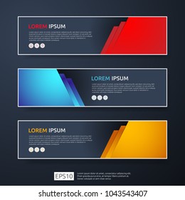 abstract business header or banner template set with geometric shapes. vector illustration