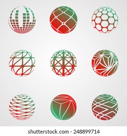 Abstract Business Icon Collection. Technology Background. Logo Vector. Globe Design. Modern Elements. Unusual Stripes. 