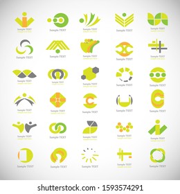 Abstract Business Icon Set. Vector Isolated On Gray. Abstract Business Logo For Company And People Icon, Tech Symbol And Element Design. Creative Icons For Corporate Logo. Abstract Modern Template