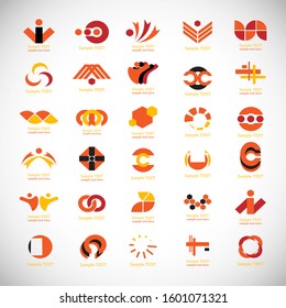 Abstract Business Icon Set. Vector Isolated On Gray. Abstract Business Logo For Company And People Icon, Tech Symbol And Element Design
