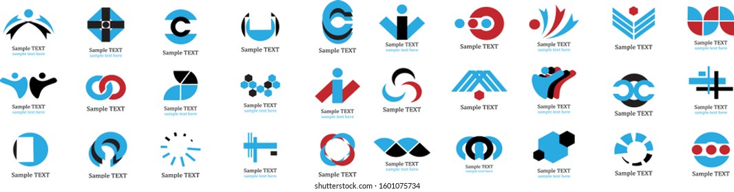 Abstract Business Icon Set. Vector Isolated On White. Abstract Business Logo For Company And People Icon, Tech Symbol And Element Design. Creative Icons For Corporate Logo. Abstract Modern Template
