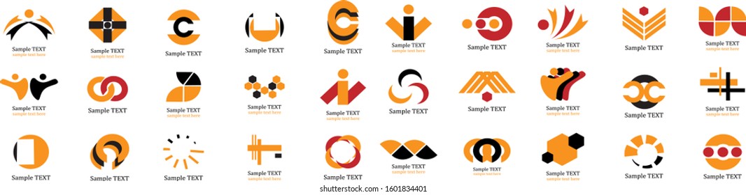 Abstract Business Icon Set. Vector Isolated On White. Abstract Business Logo For Company And People Icon, Tech Symbol And Element Design. Creative Icons For Corporate Logo. Abstract Modern Template