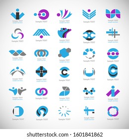 Abstract Business Icon Set. Vector Isolated On White. Abstract Business Logo For Company And People Icon, Tech Symbol And Element Design. Creative Icons For Corporate Logo. Abstract Modern Template