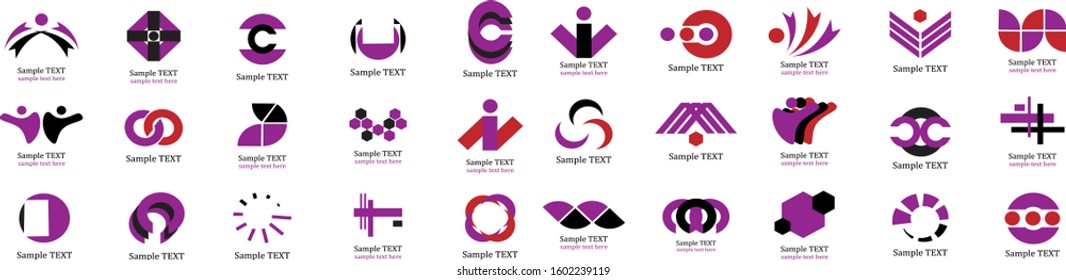 Abstract Business Icon Set. Vector Isolated On White. Abstract Business Logo For Company And People Icon, Tech Symbol And Element Design. Creative Icons For Corporate Logo. Abstract Modern Template