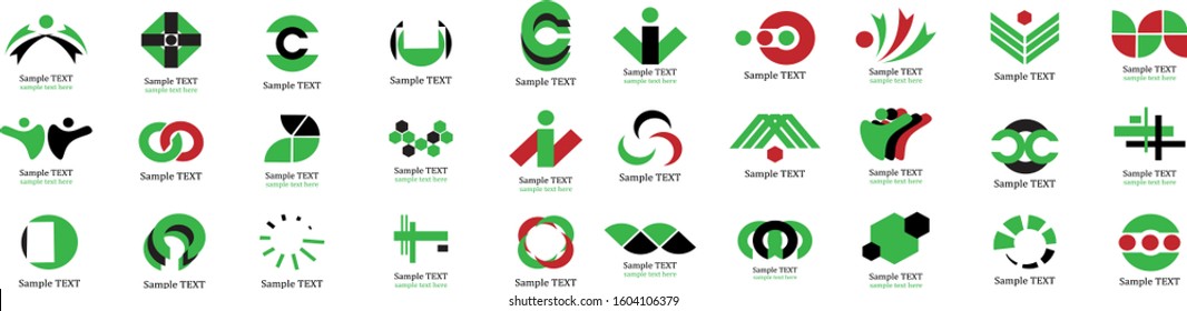 Abstract Business Icon Set. Vector Isolated On White. Abstract Business Logo For Company And People Icon, Tech Symbol And Element Design