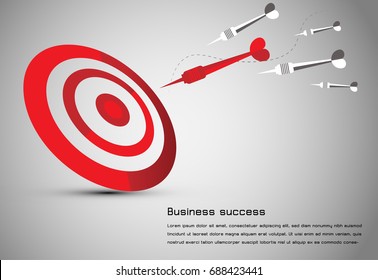 abstract business idea consist:red dart board means goal, red dart means successful leaders and white gray darts means followers.can use for web presentation idea or your design background.