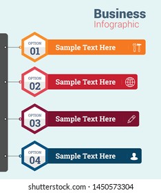 Abstract business info graphics step options template.