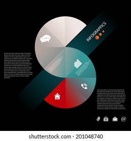 Abstract business info graphics template with icons. Vector illustration. can be used for workflow layout, diagram, number options, step up options, web design.