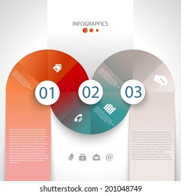 Abstract business info graphics template with icons. Vector illustration. can be used for workflow layout, diagram, number options, step up options, web design.