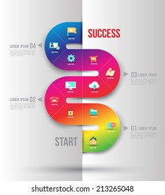 Abstract business info graphics template with icons. Vector illustration. can be used for workflow layout, diagram, number options, step up options, web design.