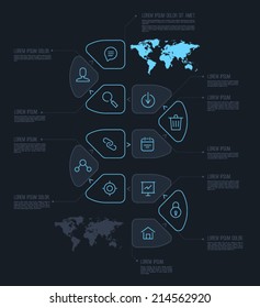 Abstract business info graphics template with line icons. Vector illustration. can be used for workflow layout, diagram, number options, step up options, web design.