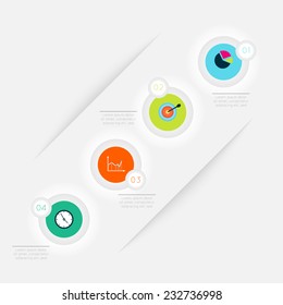 Abstract business info graphics template with icons. Vector illustration. can be used for workflow layout, diagram, number options, step up options, web design.