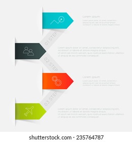 Abstract business info graphics template with icons. Vector illustration. can be used for workflow layout, diagram, number options, step up options, web design.