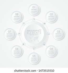 Abstract business Infographic element template with 8 options, steps or processes. Business Presentation. Vector illustration EPS10.