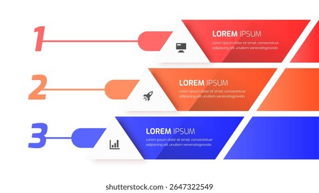 Abstract Business Infographic Template with Icon and 3 Number for Presentation, Flowchart