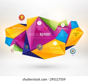 Abstract Business Infographics Design. Steps and Options. Web Icons. Geometric Background Elements.
