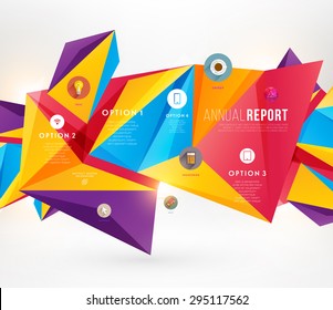 Abstract Business Infographics Design. Steps and Options. Web Icons. Geometric Background Elements.