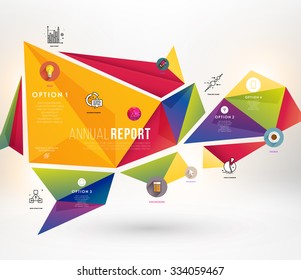 Abstract Business Infographics Design. Steps and Options. Web Icons. Geometric Background Elements.