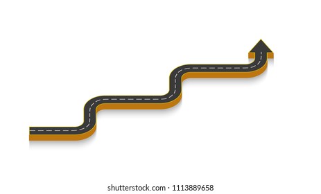 Abstract business infographics in the form of an automobile road with road markings. EPS 10.