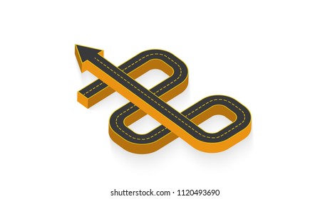Abstract business infographics in the form of an automobile road with road markings. EPS 10.