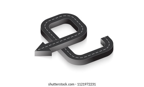 Abstract business infographics in the form of an automobile road with road markings. EPS 10.
