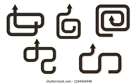 Abstract business infographics in the form of an automobile road with road markings. EPS 10.