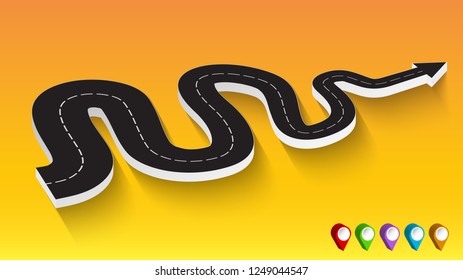 Abstract business infographics in the form of an automobile road with road markings. EPS 10.