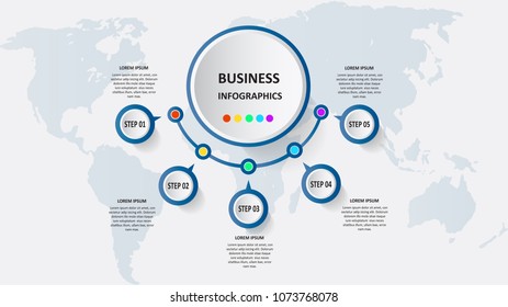 Abstract business infographics in the form of colored forms connected with each other by lines and steps. EPS 10.