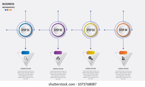 Abstract business infographics in the form of colored forms connected with each other by lines and steps. EPS 10.