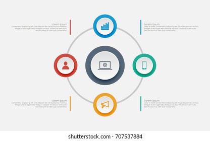 Abstract business infographics template with circle chart diagrams in white color background