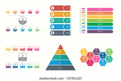 Abstract business infographics template with diagrams set in yellow color background