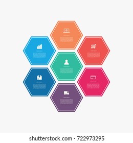 Abstract business infographics template of hexagon diagrams on white color background