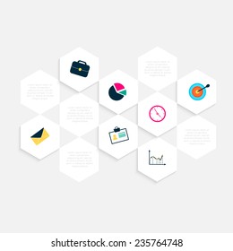 Abstract business infographics template with icons. Vector illustration. can be used for workflow layout, diagram, number options, step up options, web design.