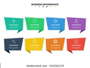 Abstract business infographics template. Illustration vector. Can be used for workflow layout, diagram, business step options, banner, web design. Business data visualization. Process chart. 8 options