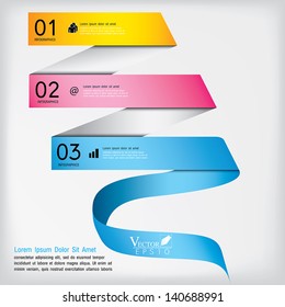 Abstract business infographics template ribbon style. Vector illustration. can be used for workflow layout, diagram, number options, web design, infographics, business concept.