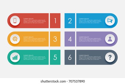 Abstract business infographics template with six box diagrams in white color background