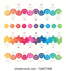 Abstract business infographics template with timeline diagrams set in yellow color background