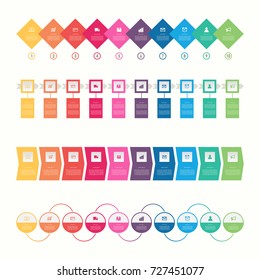 Abstract business infographics template with timeline diagrams set in yellow color background