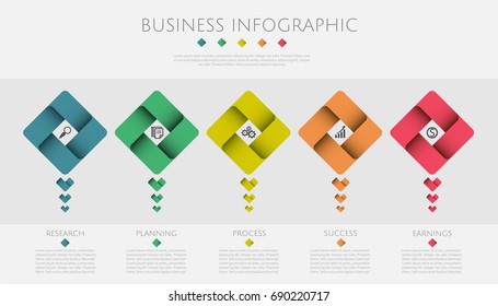 Abstract business infographics. Business template with variants. Timeline with 5 steps.