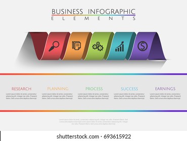 Abstract business infographics. Business template with variants. Timeline with 5 steps.