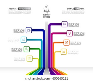Abstract business Infographics in tree shape. Tree infographic with icons, numbers and text blocks. Vector illustration esp 10