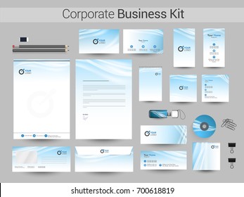 Abstract business kit including Letter Head, Business Card, Web Banner or Header, Notepad, CD, USB Flash Drive, Envelope etc.