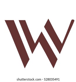 Abstract Business letter W with dark brown color company icon
