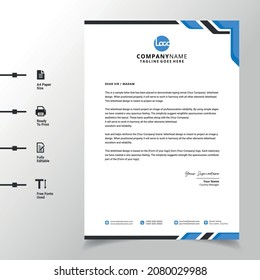 abstract business letterhead template (Blue modern a4 letterhead fully print ready and customizable)
