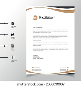 abstract business letterhead template (Gold modern a4 letterhead fully print ready and customizable)
