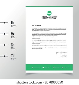 abstract business letterhead template (Green modern a4 letterhead fully print ready and customizable)
