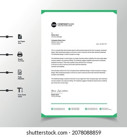 abstract business letterhead template (Green modern a4 letterhead fully print ready and customizable)
