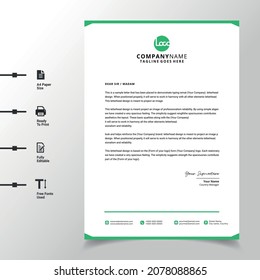 abstract business letterhead template (Green modern a4 letterhead fully print ready and customizable)
