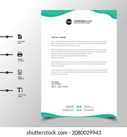 abstract business letterhead template (Green modern a4 letterhead fully print ready and customizable)
